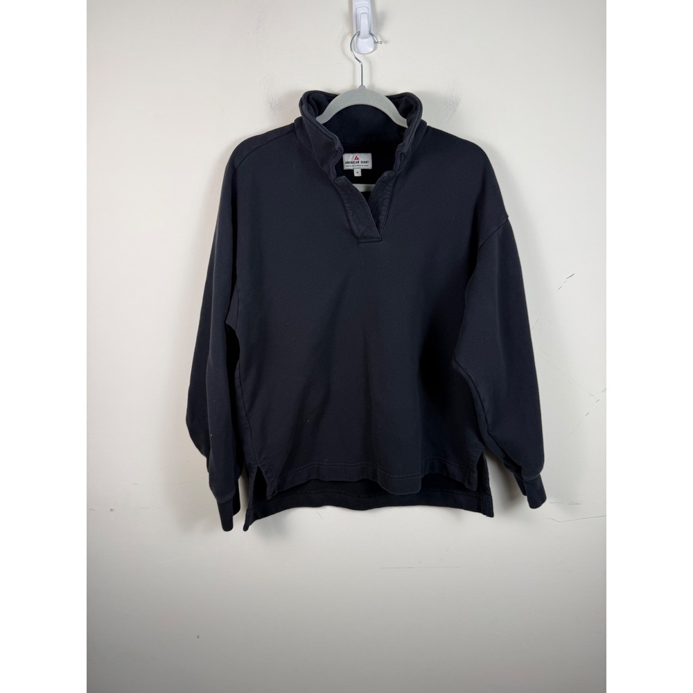 American‎ Giant Mens Black Notch Neck Sweatshirt Pullover Size M Cotton